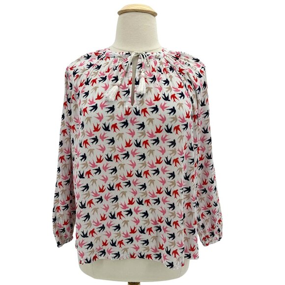 Boden Womens 14 Top Birds Dove Print Multicolor Peasant Lightweight Boho - Picture 4 of 11